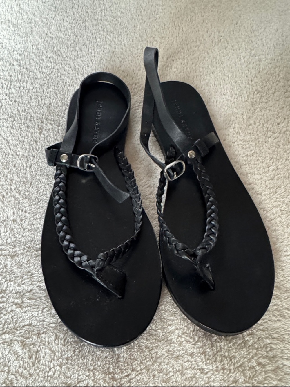 Jenni Kayne Mila Leather Sandal. Black. Size 39